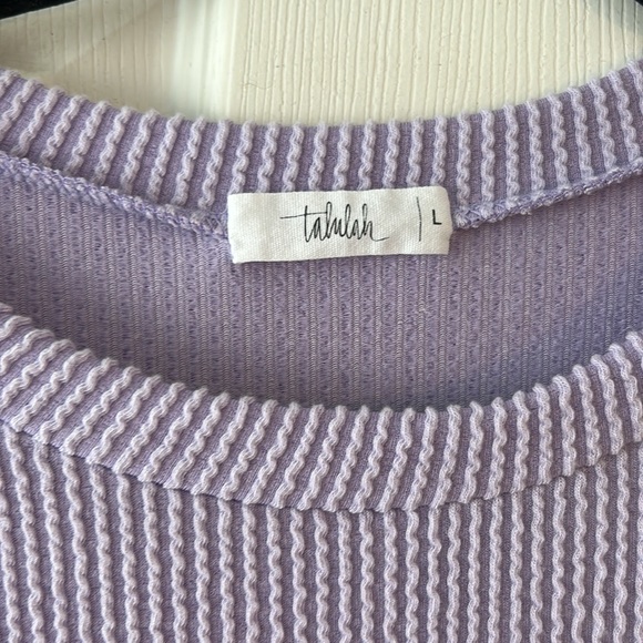 Talulah Comfy Ribbed Pullover in Lavender- size large - Picture 2 of 5